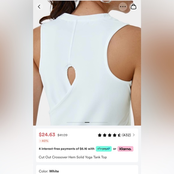 Halara cut out cross over tank top. White. Size XL - Picture 3 of 6